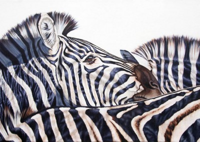 "The Herd", zebras, original oil painting by Wendy Beresford