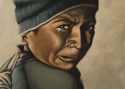 "Crying Boy", portait of a boy crying, original oil painting by Wendy Beresford