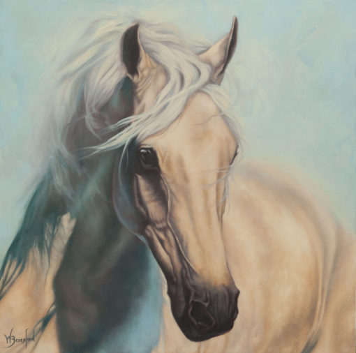 "Water Sprite", portrait in oils of palomino horse by Wendy Beresford