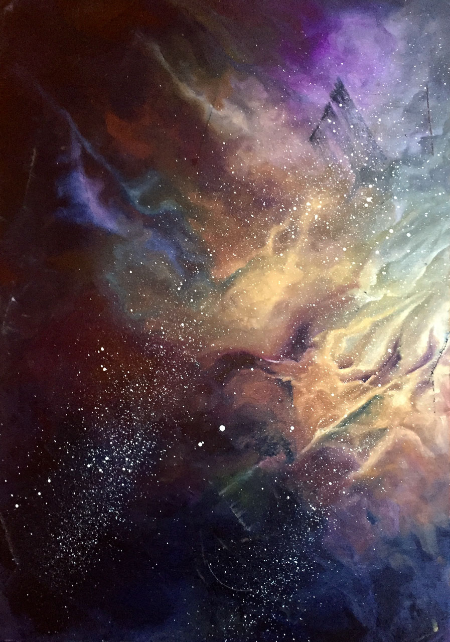 "Space Doodle", an oil painting of space by Wendy Beresford