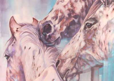 "Appaloosas", oil painting of three appaloosa horses by Wendy Beresford