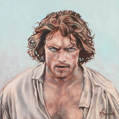 Portrait of Jamie Fraser from Outlander, the Battle of Culloden, oil painting by Wendy Beresford, 380mm x 380mm