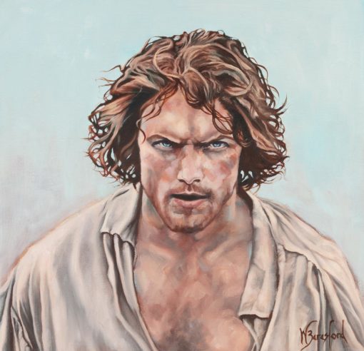 Portrait of Jamie Fraser from Outlander, the Battle of Culloden, oil painting by Wendy Beresford, 380mm x 380mm