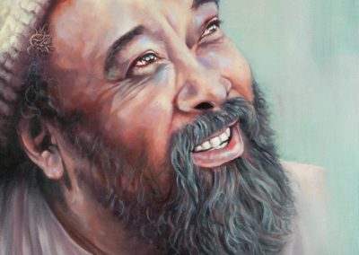 A portrait of Mooji, oils on canvas, by Wendy Beresford