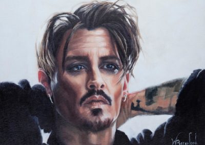 Portrait of Johnny Depp, oil on canvas, by Wendy Beresford