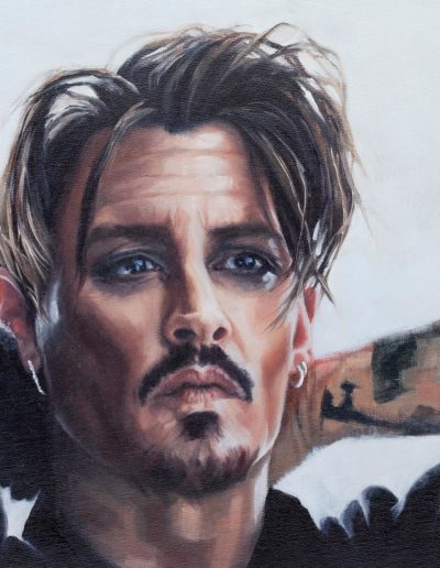 Portrait of Johnny Depp, oil on canvas, by Wendy Beresford