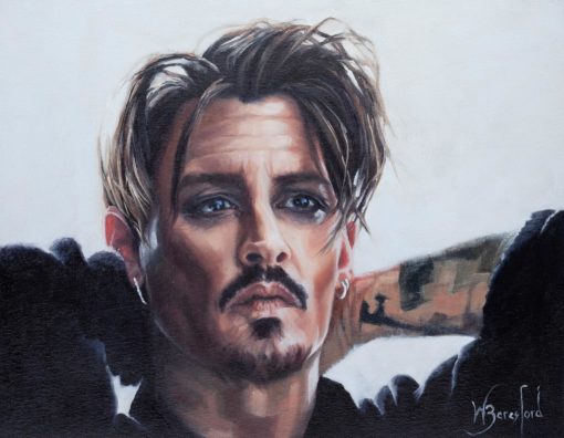 Portrait of Johnny Depp, oil on canvas, by Wendy Beresford