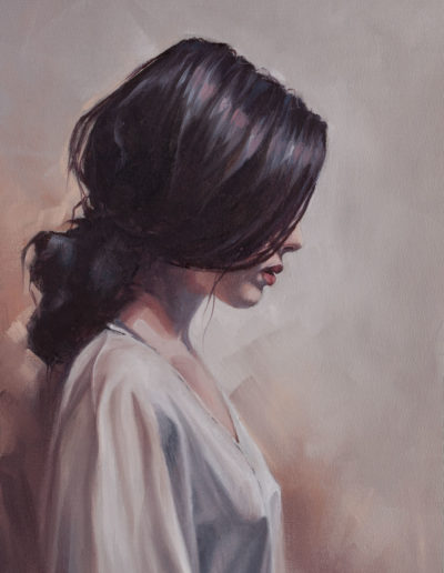 "Girl in White", oil on canvas, by Wendy Beresford