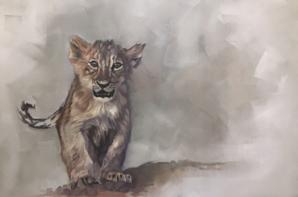 Work in progress of lion cub painting by Wendy BeresfordIMG_3795 (2) Work in progress of lion cub painting by Wendy Beresford