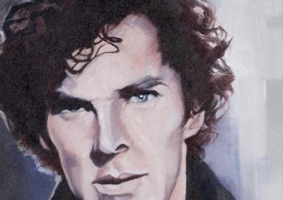 Portrait of Benedict Cumberbatch as Sherlock Holmes, oil on canvas, by Wendy Beresford
