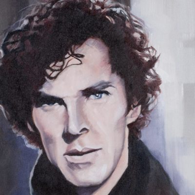Portrait of Benedict Cumberbatch as Sherlock Holmes, oil on canvas, by Wendy Beresford