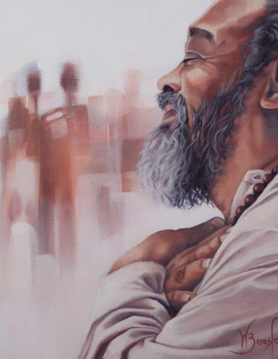 Portrait of Mooji Baba, oil on canvas, by Wendy Beresford