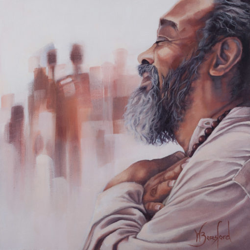 Portrait of Mooji Baba, oil on canvas, by Wendy Beresford