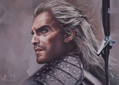 Portrait of The Witcher, oil on canvas, by Wendy Beresford