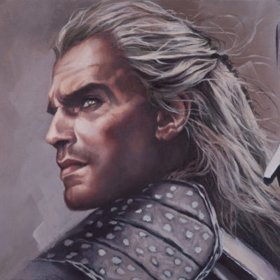 Portrait of The Witcher, oil on canvas, by Wendy Beresford