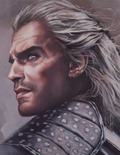 Portrait of The Witcher, oil on canvas, by Wendy Beresford
