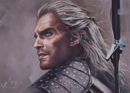 Portrait of The Witcher, oil on canvas, by Wendy Beresford